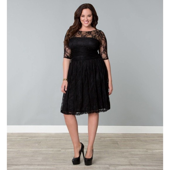 Kiyonna Dresses & Skirts - Kiyonna Womens Dress Black Lace Luna Style Party Cocktail Illusion Yoke 1X LBD